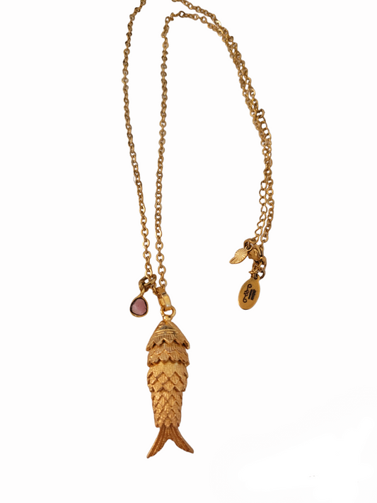 FISH poisson porte bonheur articulé en plaquée or