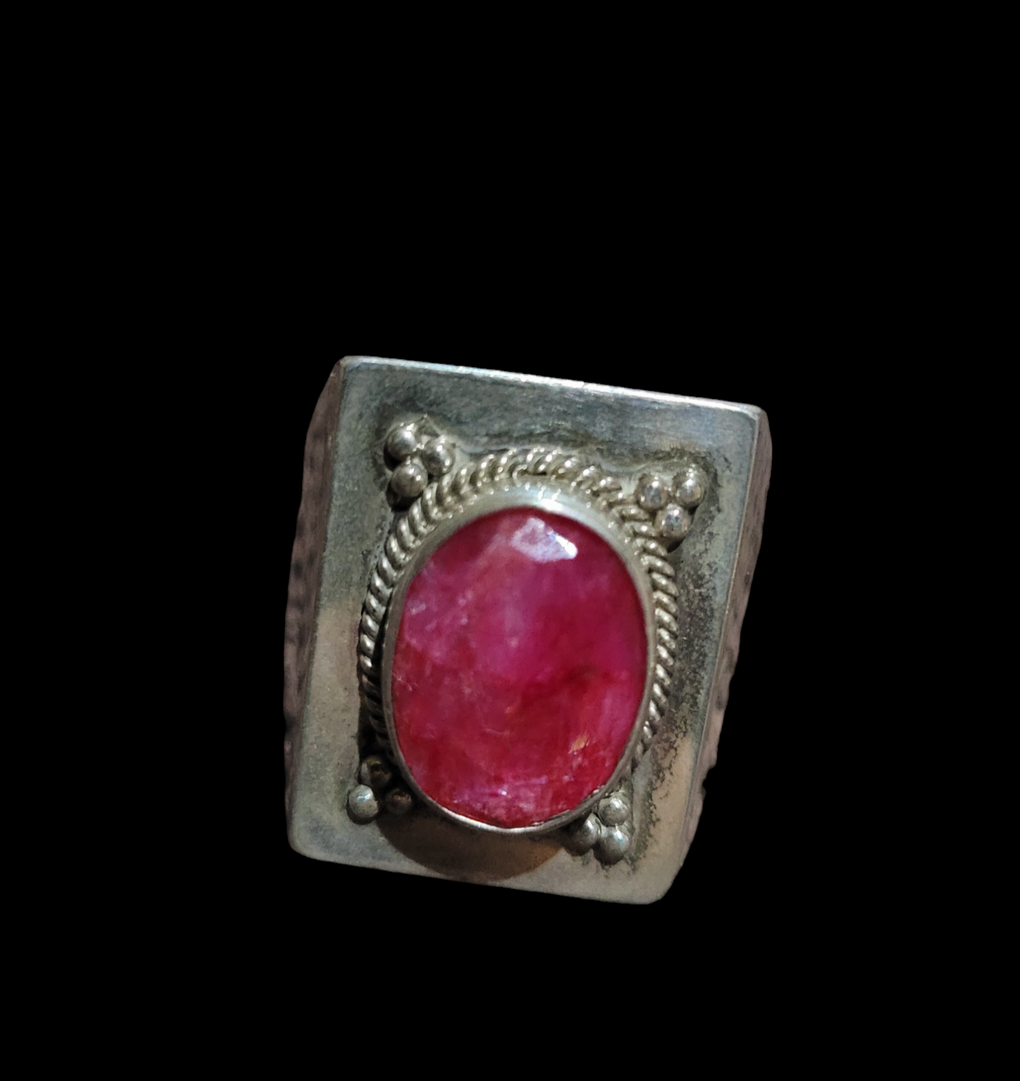 Bague argent massif et rubis